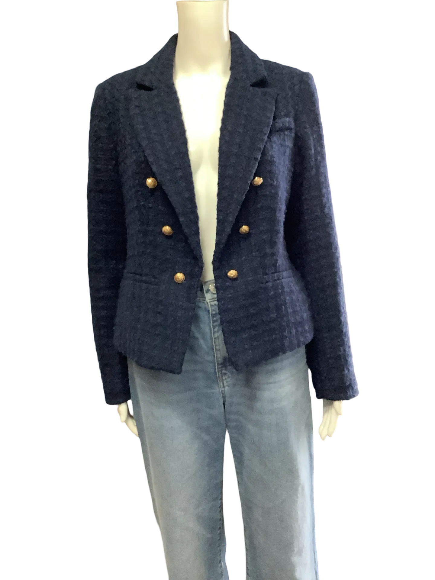 Sam Edelman Women's Tweed Open Jacket Blue Size: M