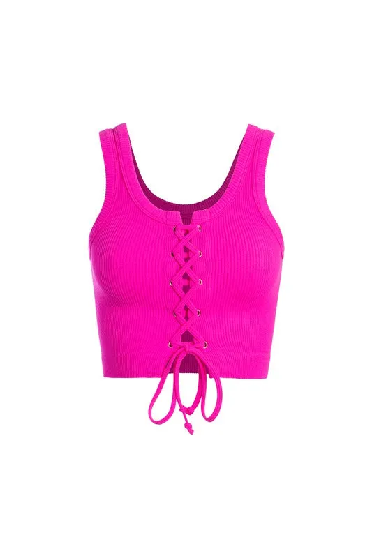 Scoop Neck Rib Tie Tank