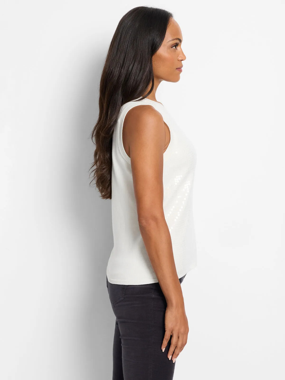 Sequin Knit Tank - Cream