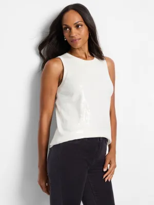 Sequin Knit Tank - Cream