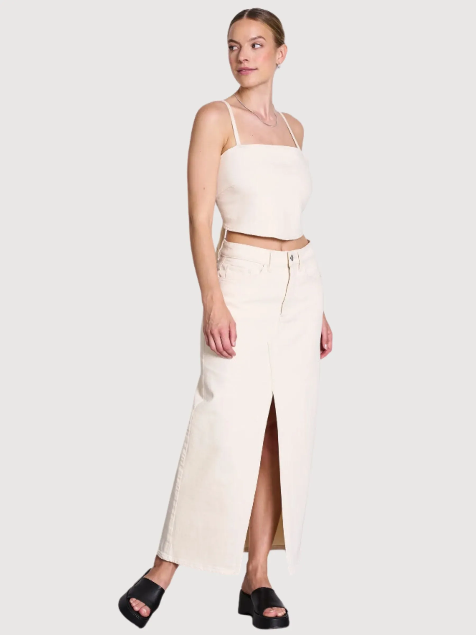 Skirt Denim Woman White Organic Cotton | Dawn