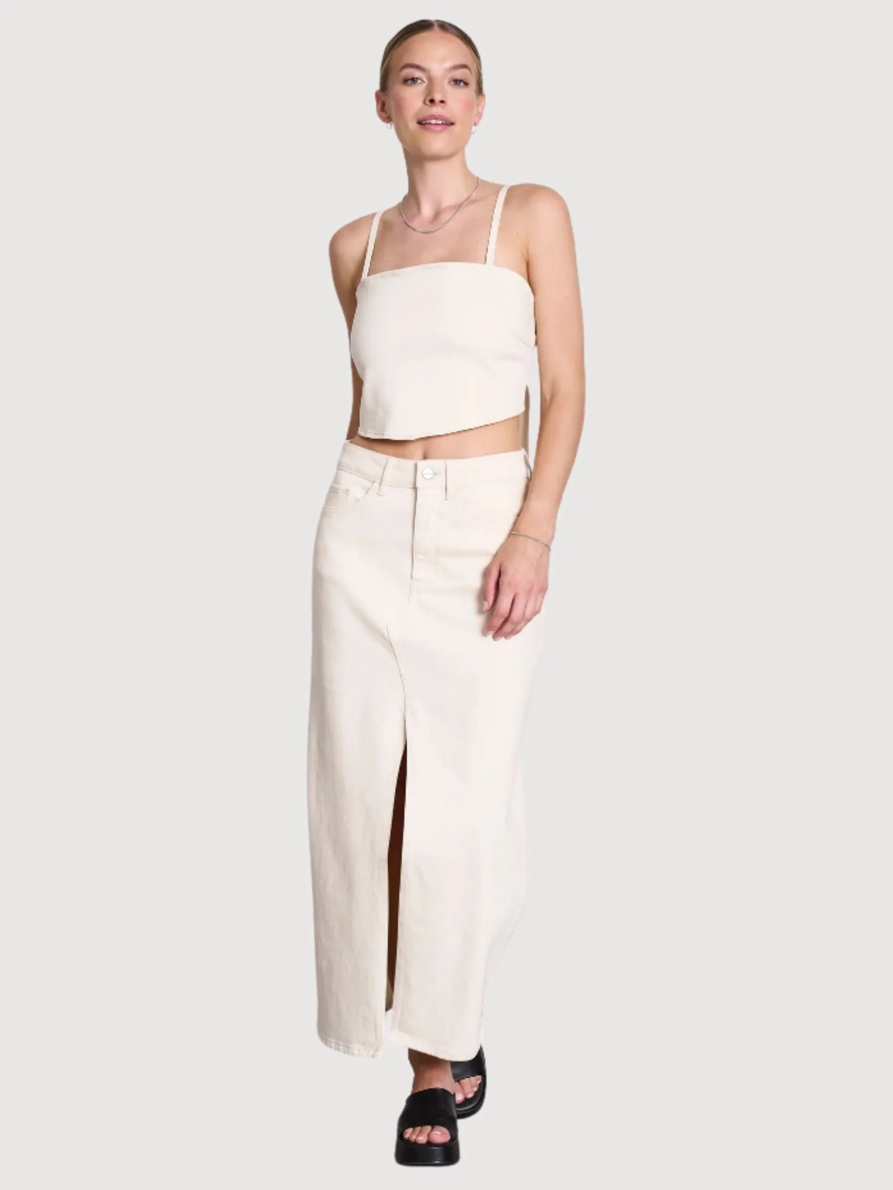 Skirt Denim Woman White Organic Cotton | Dawn