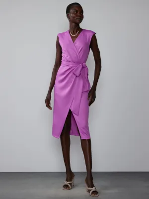 Sleeveless Scuba Wrap Sheath Dress