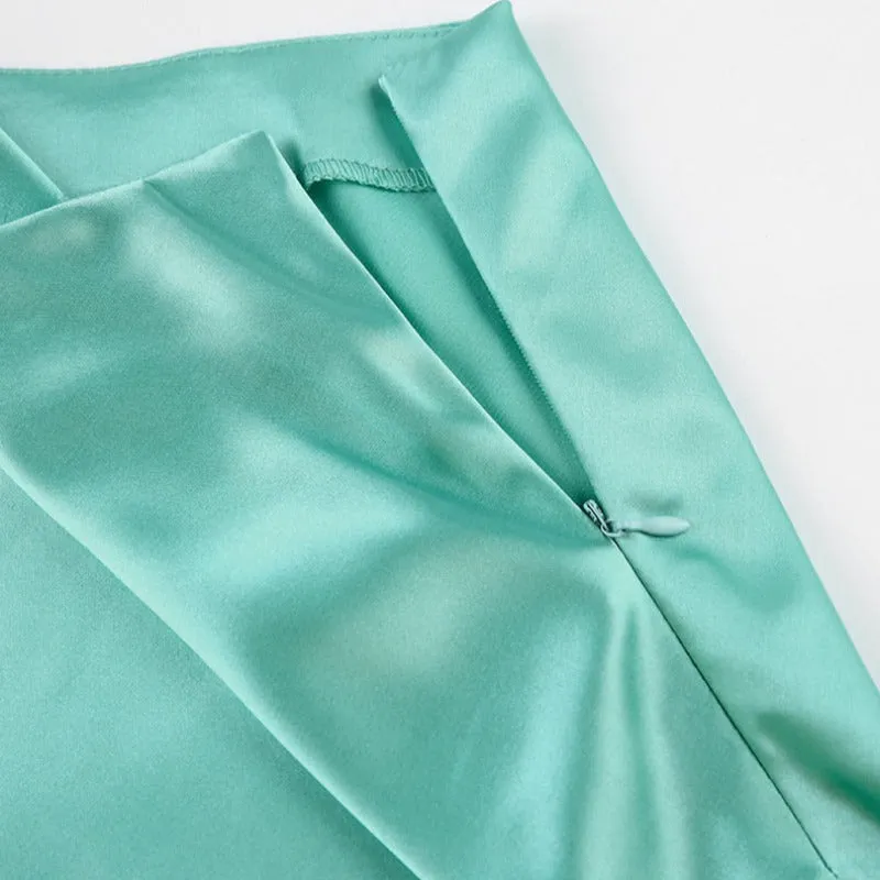 Solid Satin Midi Skirt