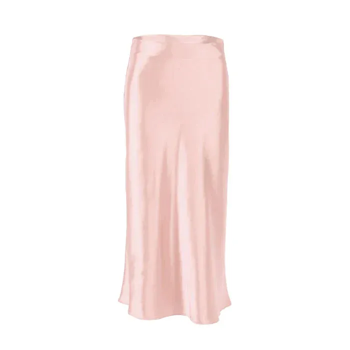 Solid Satin Midi Skirt