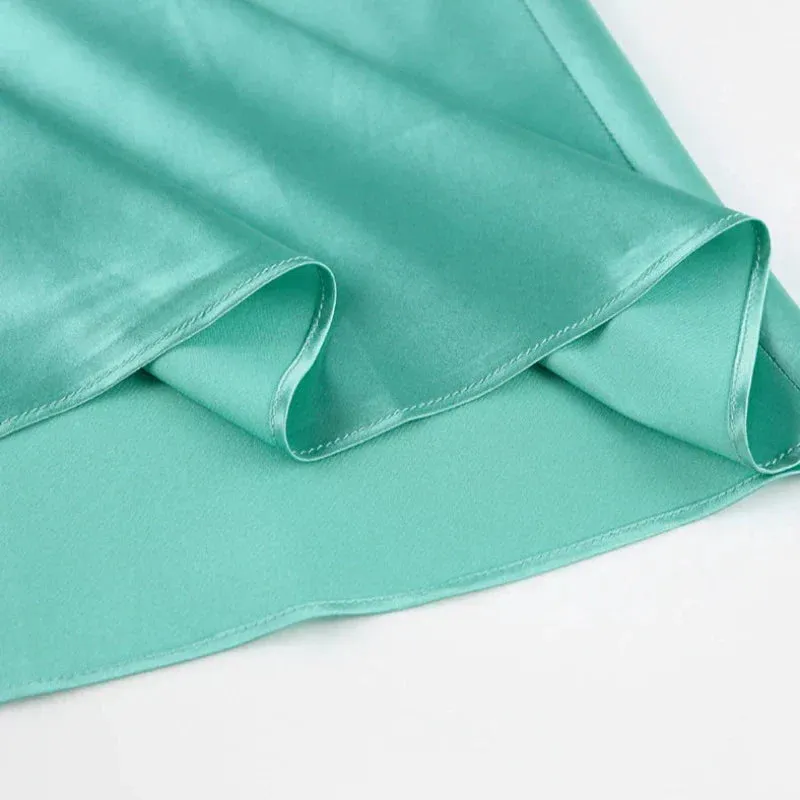 Solid Satin Midi Skirt
