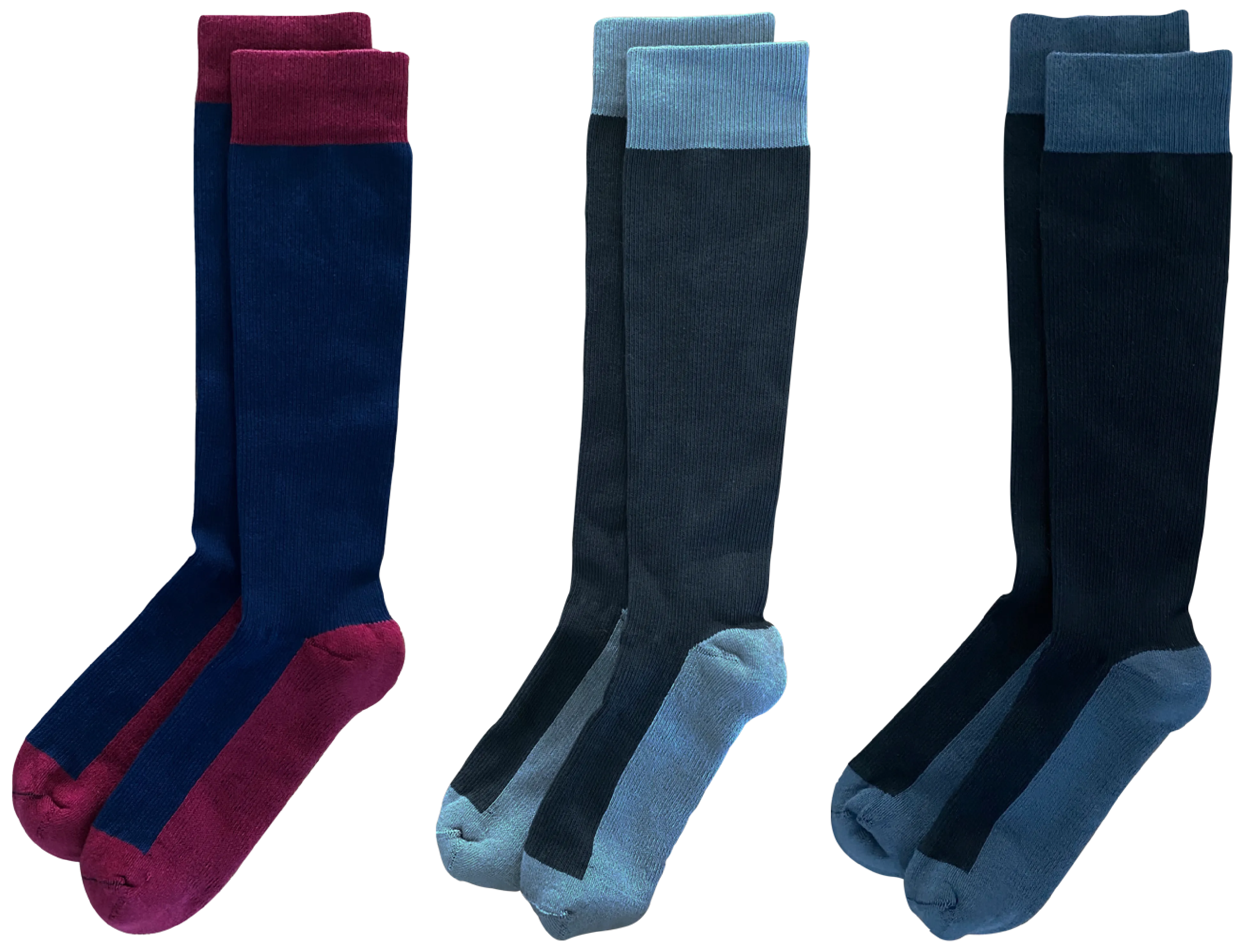 SOLIDS 3-pack of American Made 15-20mmHg OTC Compression Socks