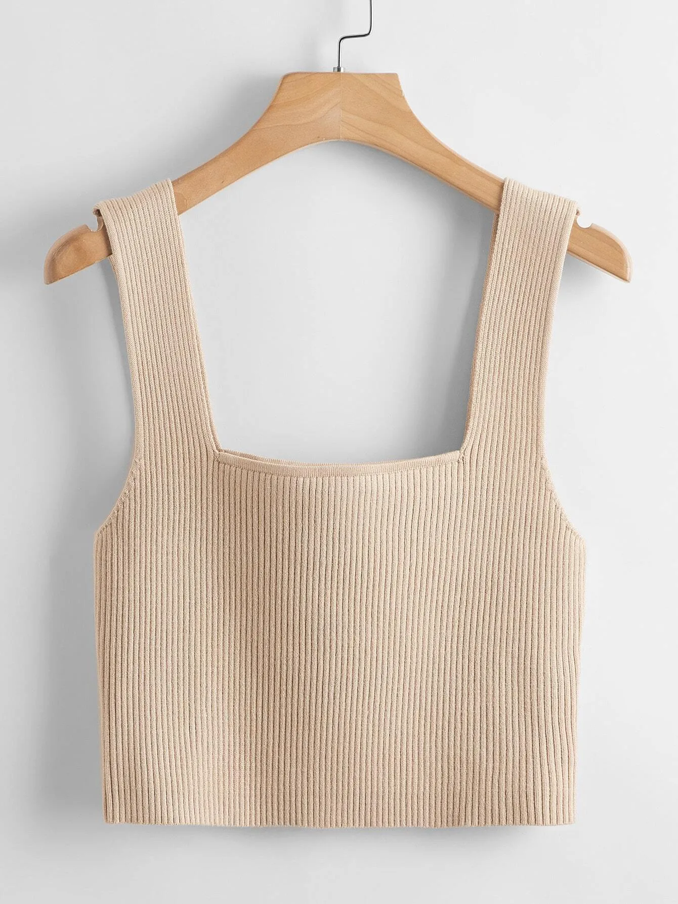 Square Neck Tank Top _ Beige
