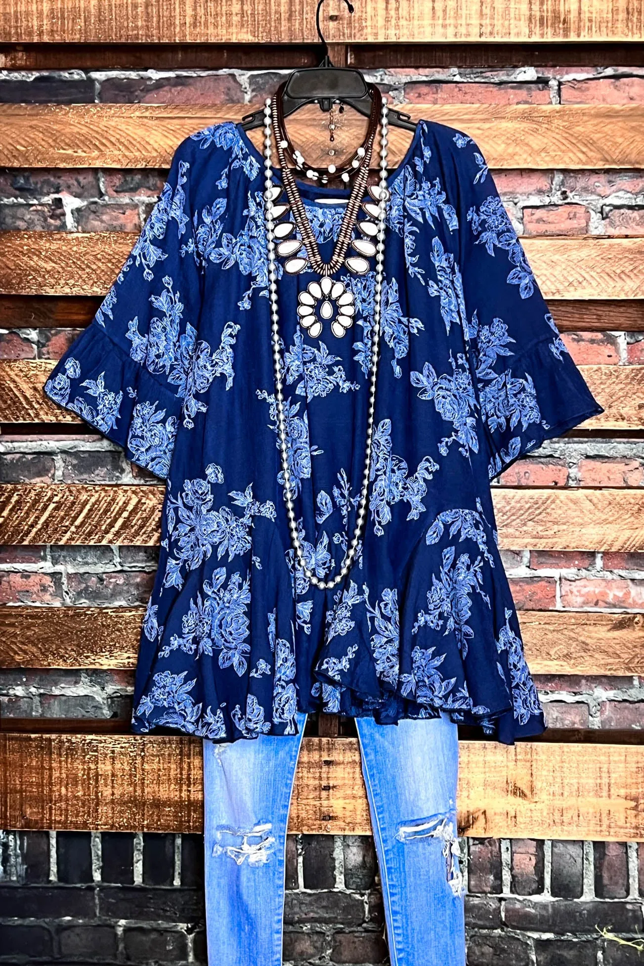 SUNSET CHASER NAVY BOHO SWING OVERSIZED TUNIC