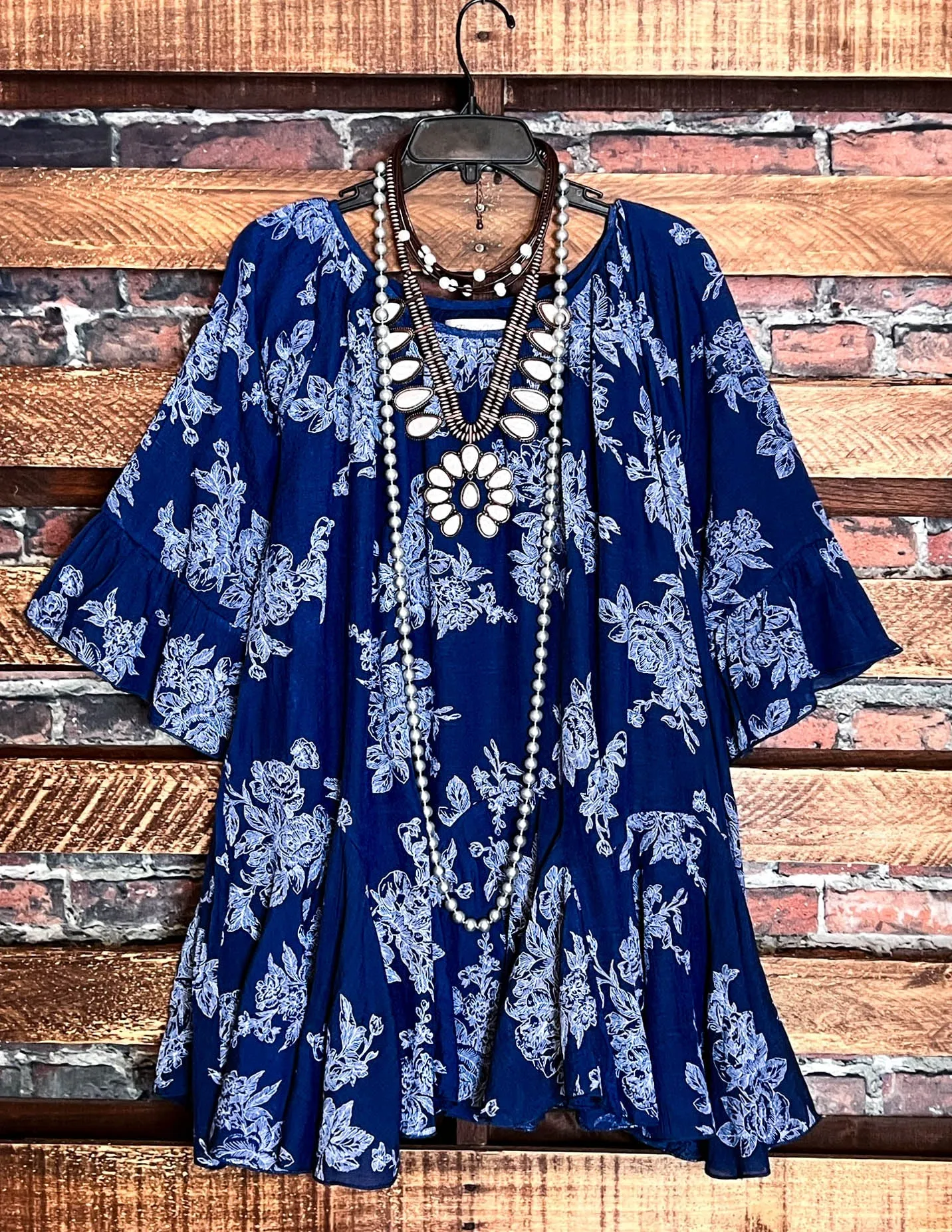 SUNSET CHASER NAVY BOHO SWING OVERSIZED TUNIC