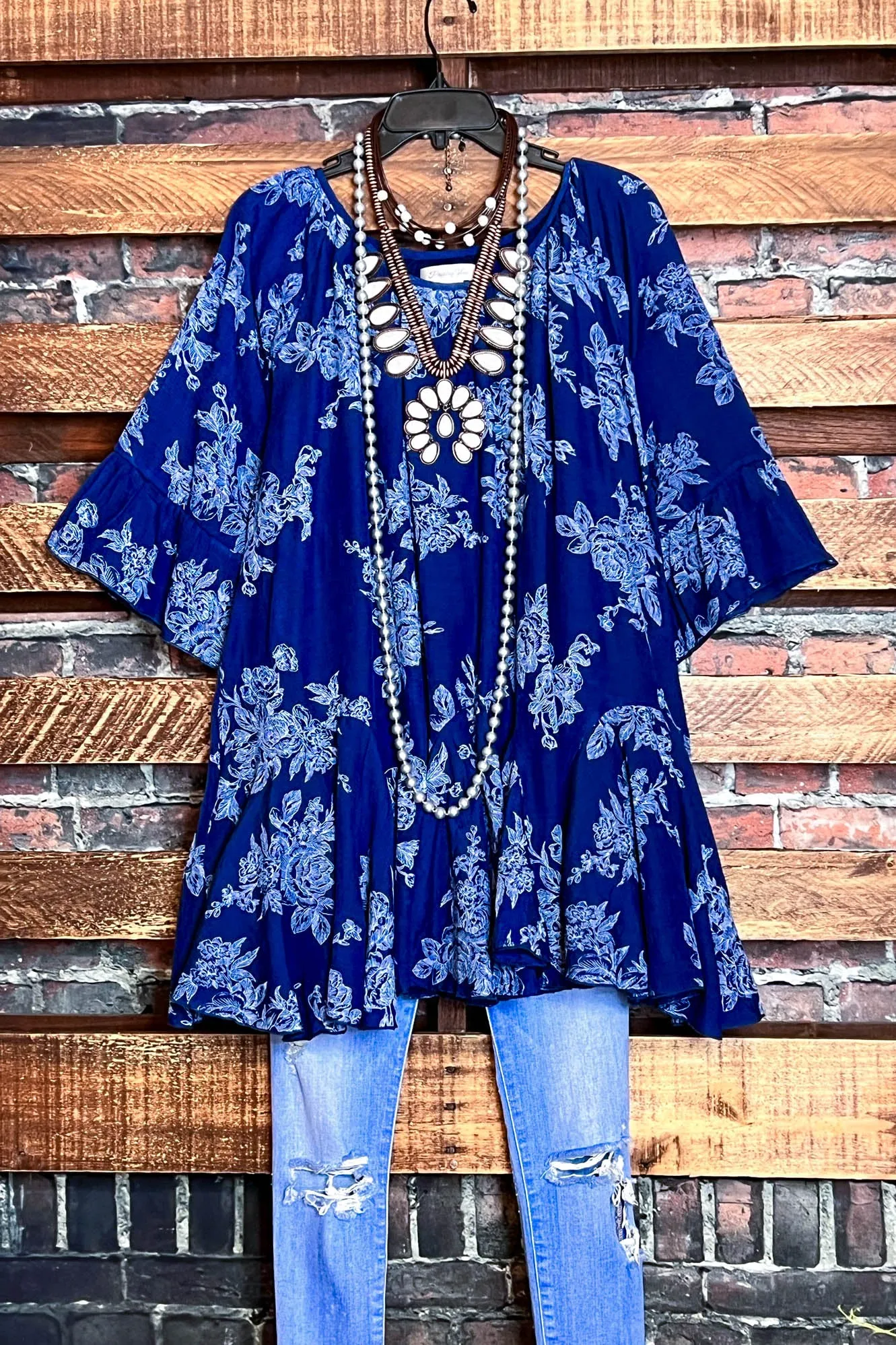 SUNSET CHASER NAVY BOHO SWING OVERSIZED TUNIC