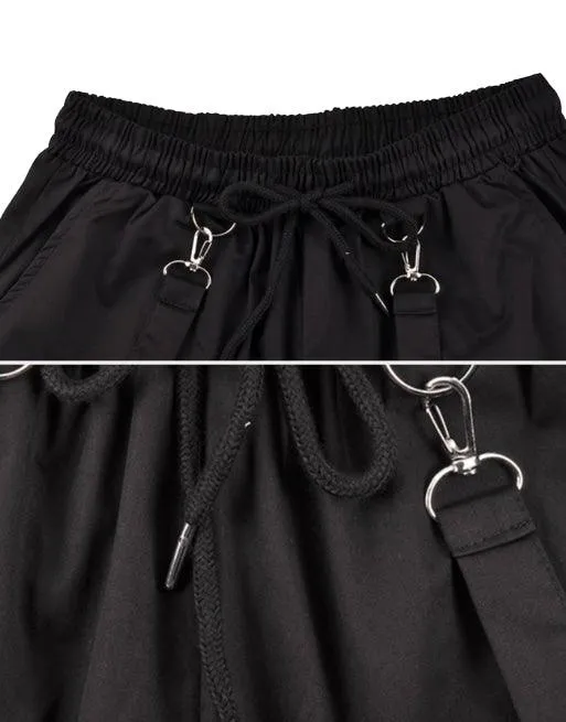 Techwear Women Black Straps Cargo Pants