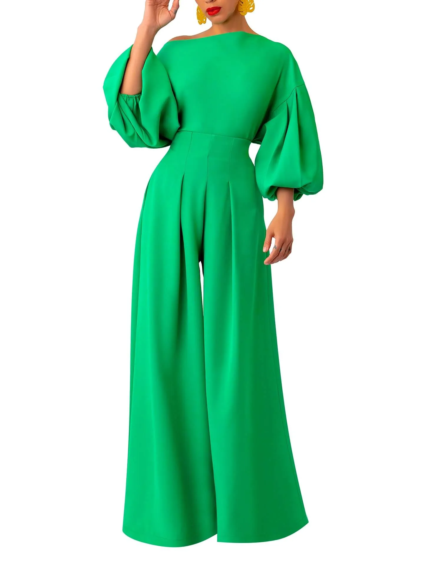 “Tèmi” Cinched Jade High Waist Pants