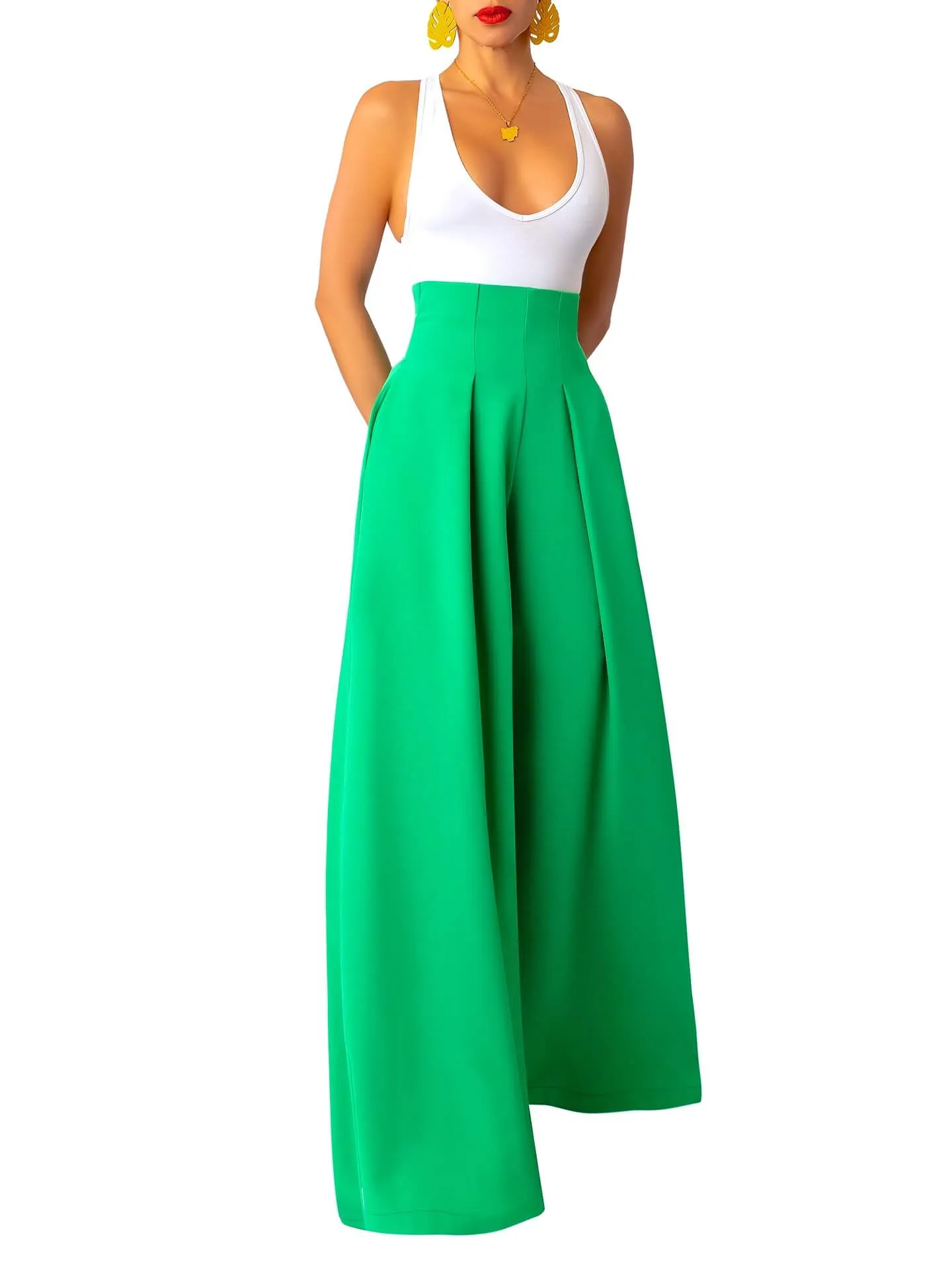“Tèmi” Cinched Jade High Waist Pants
