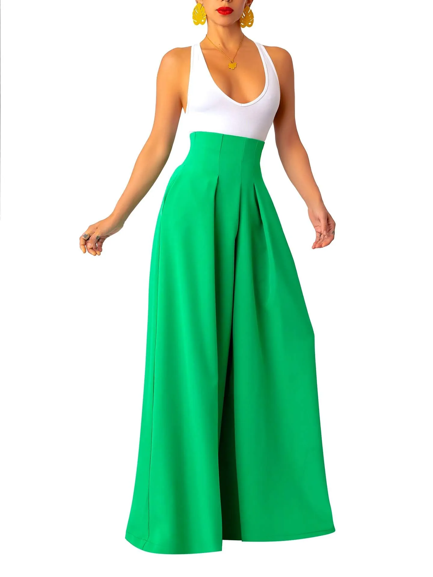 “Tèmi” Cinched Jade High Waist Pants