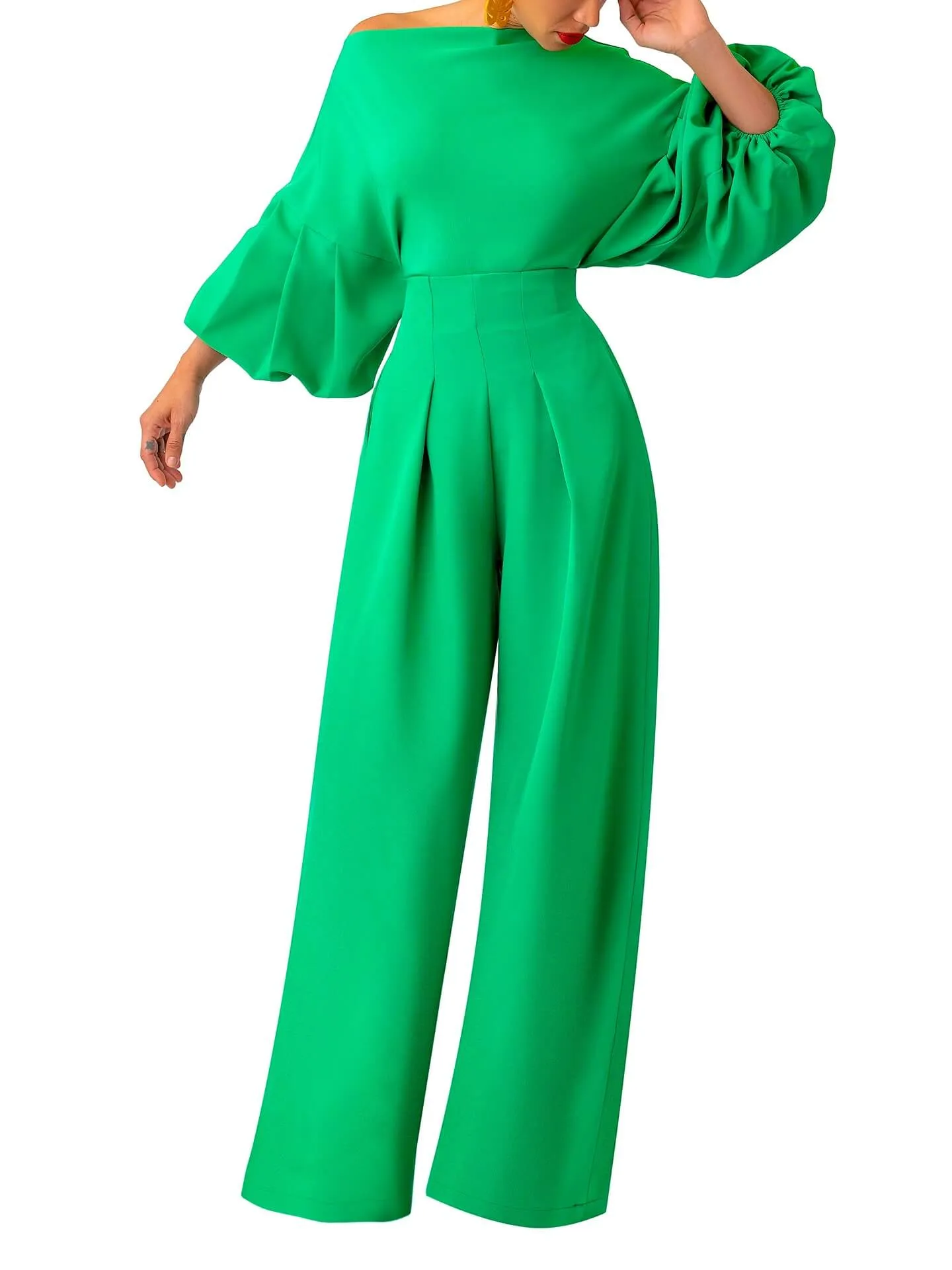 “Tèmi” Cinched Jade High Waist Pants