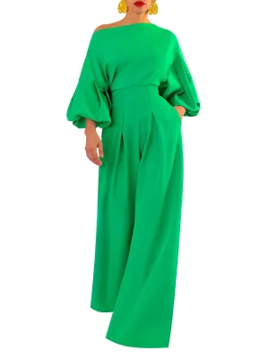 “Tèmi” Cinched Jade High Waist Pants