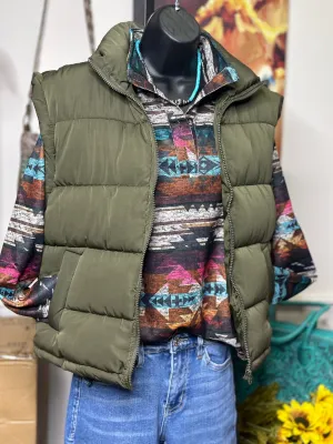 The Think Fall Olive Puffer Vest