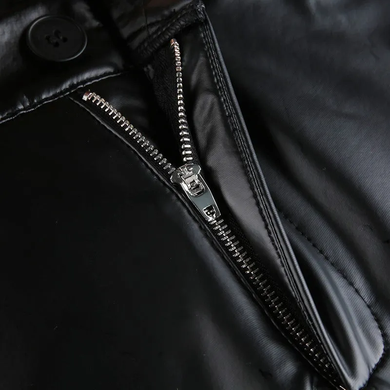 TINA: Flare Faux Leder Pants, elastisch