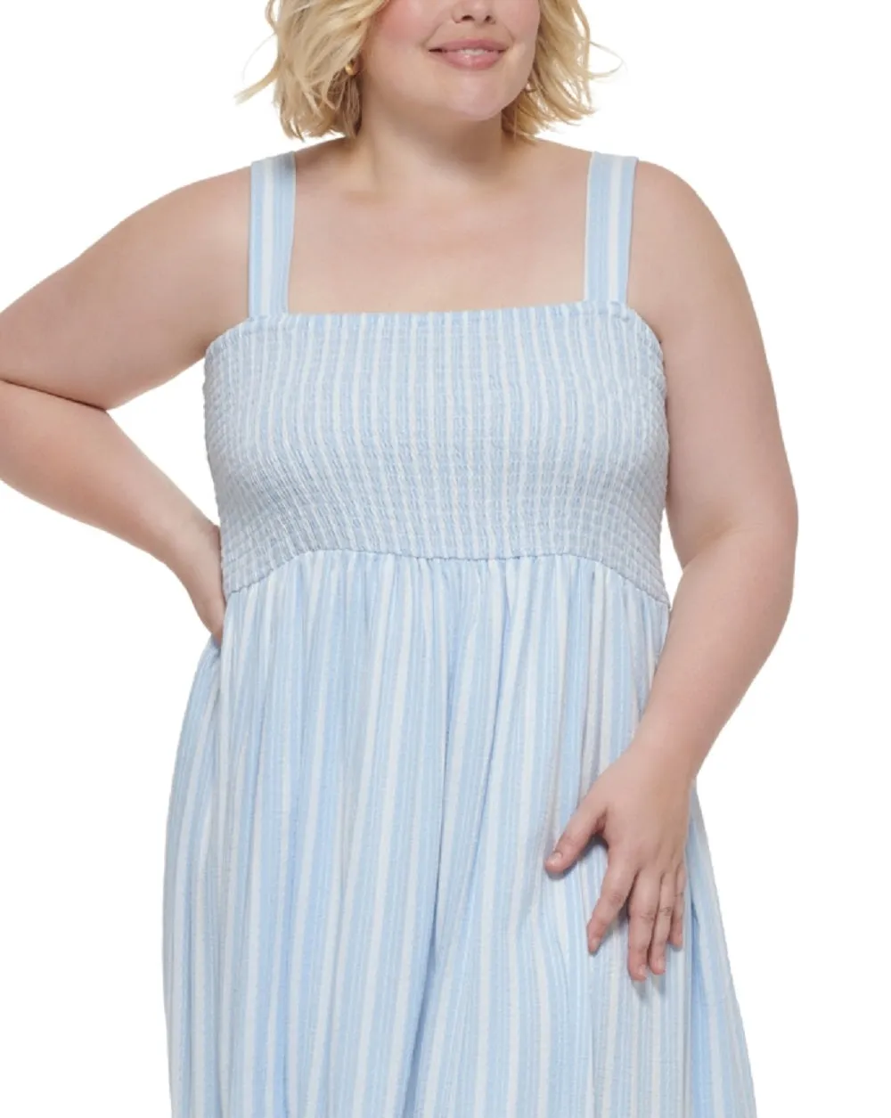 Tommy Hilfiger Women's Smocked Tank Dress Blue Size 2X