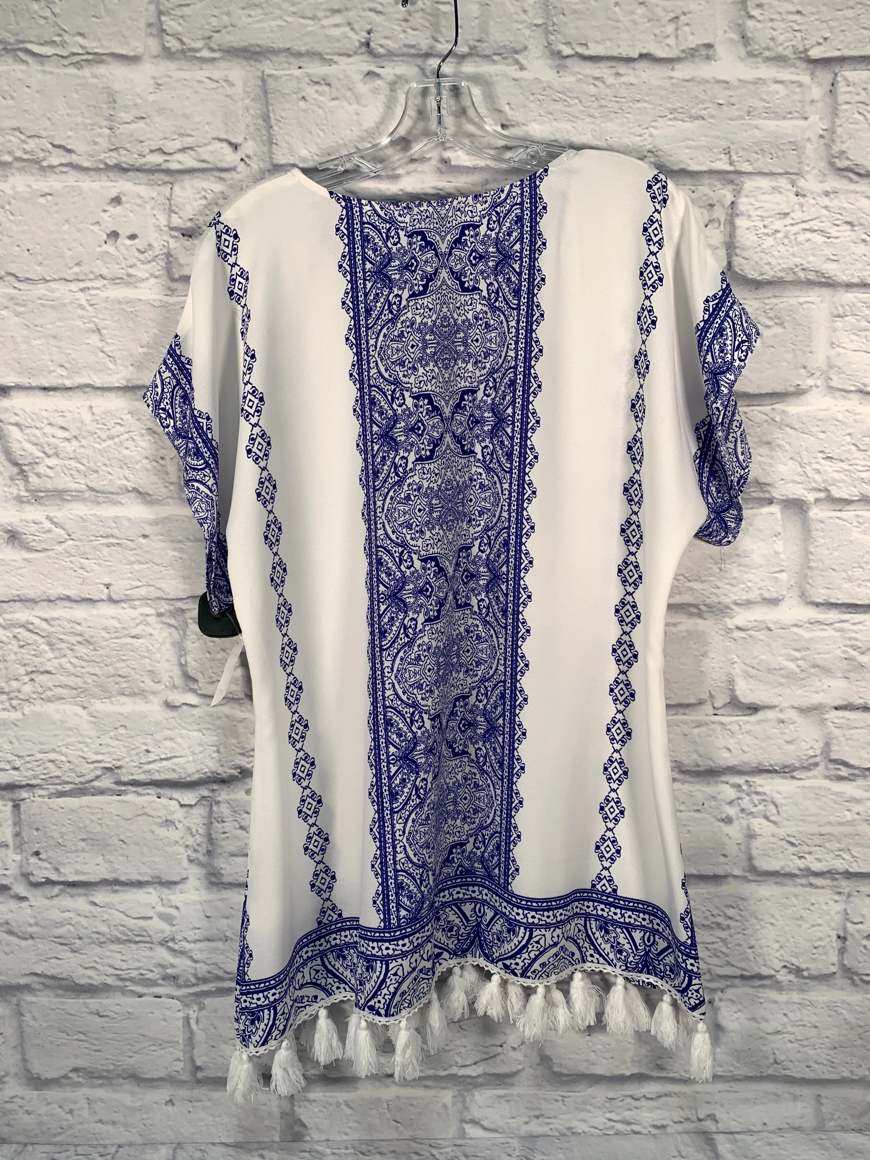 Tunic Short Sleeve By Mumu In Blue & White, Size: M