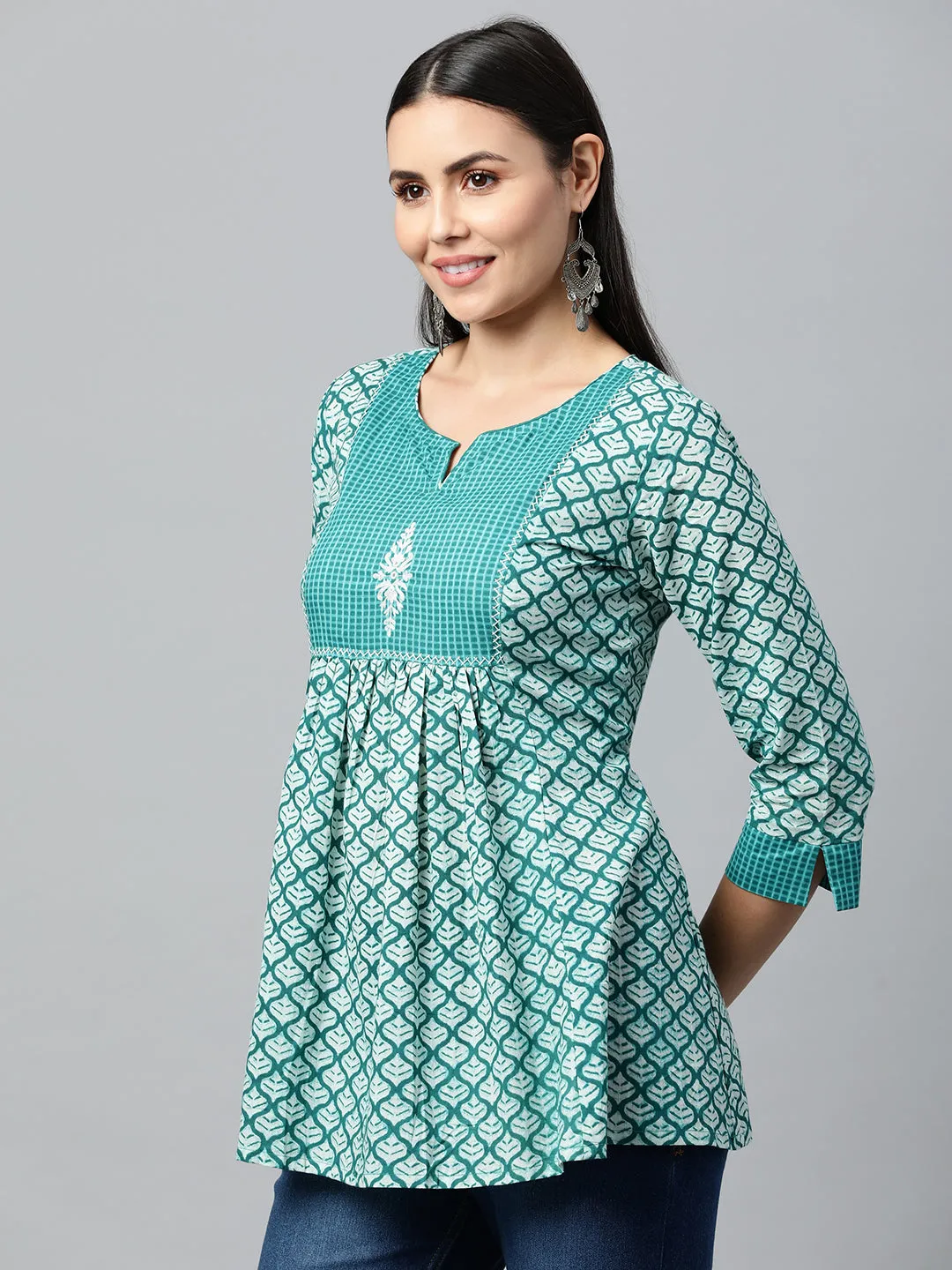Udaan - Tunic with an embroidered yoke.