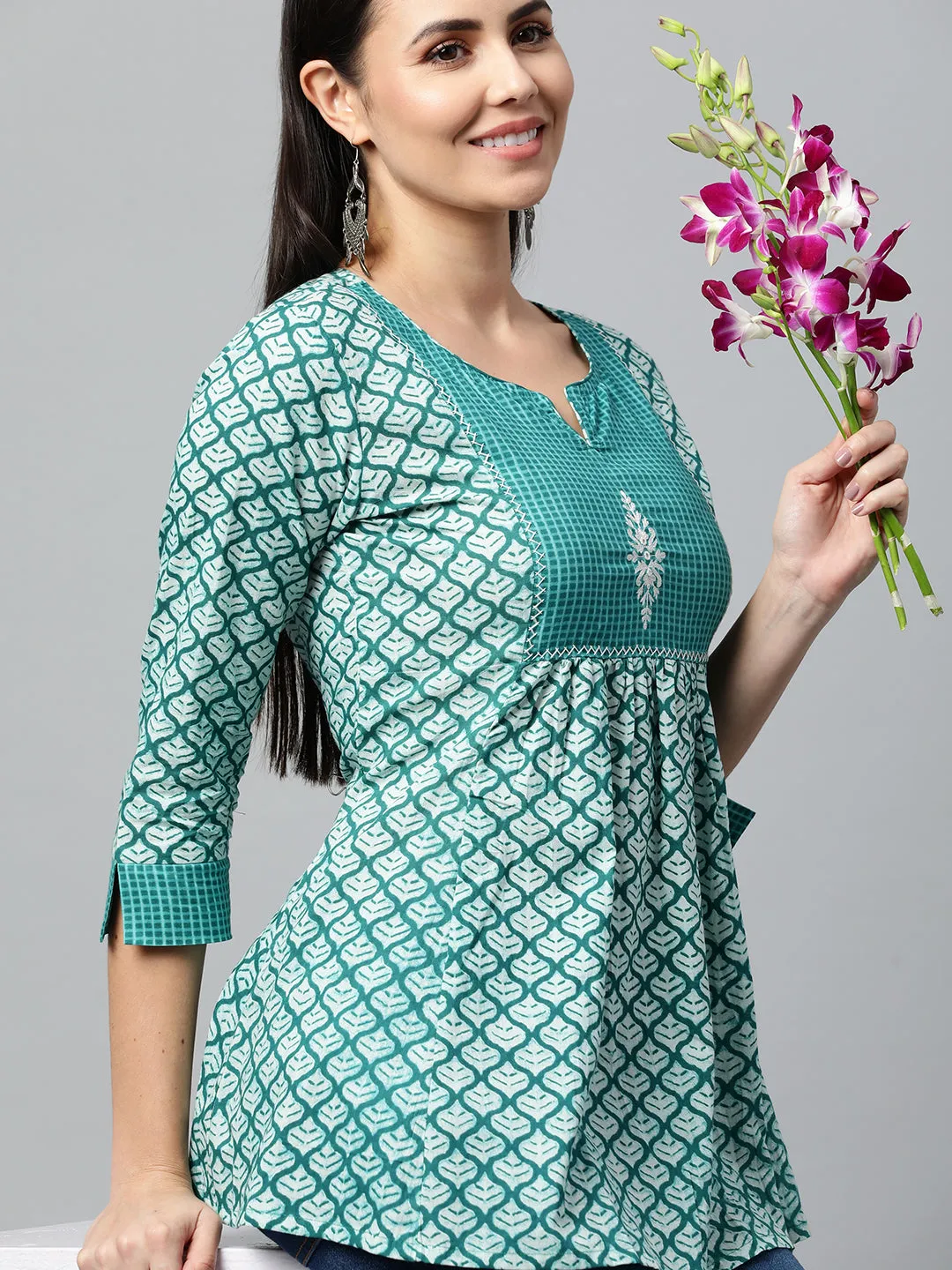 Udaan - Tunic with an embroidered yoke.