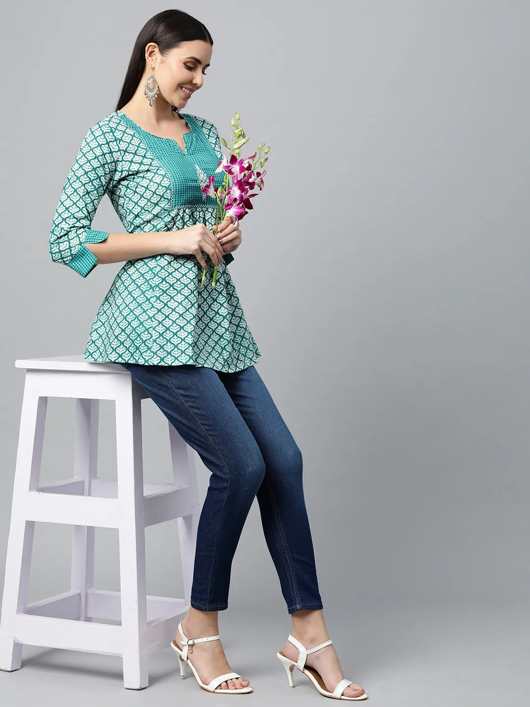 Udaan - Tunic with an embroidered yoke.