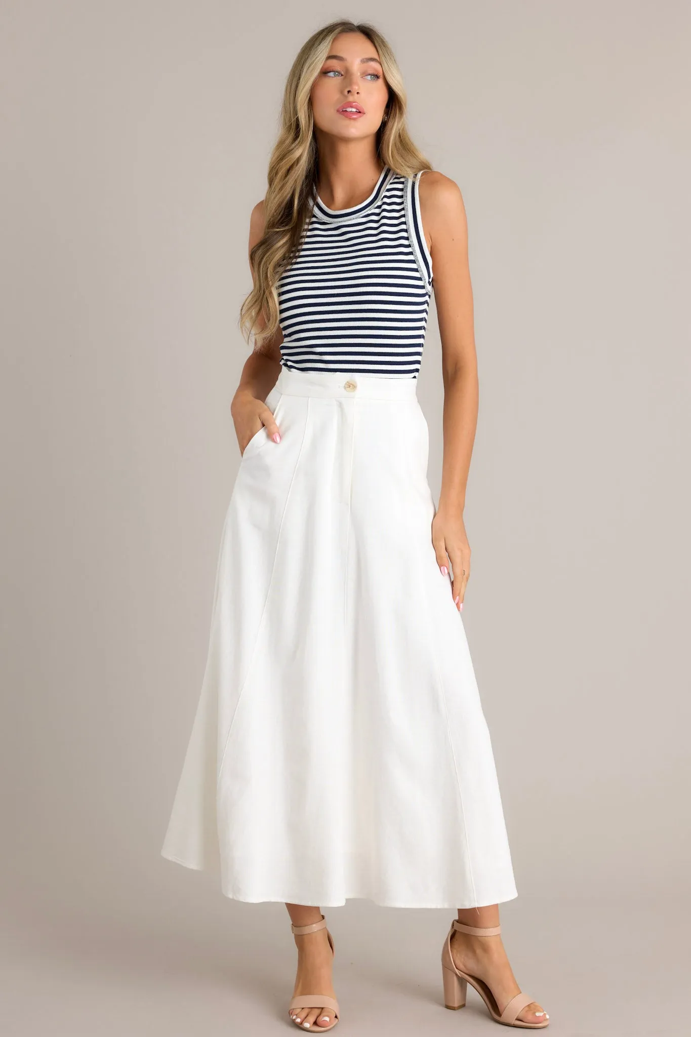 Unfiltered Joy Navy & White Stripe Tank