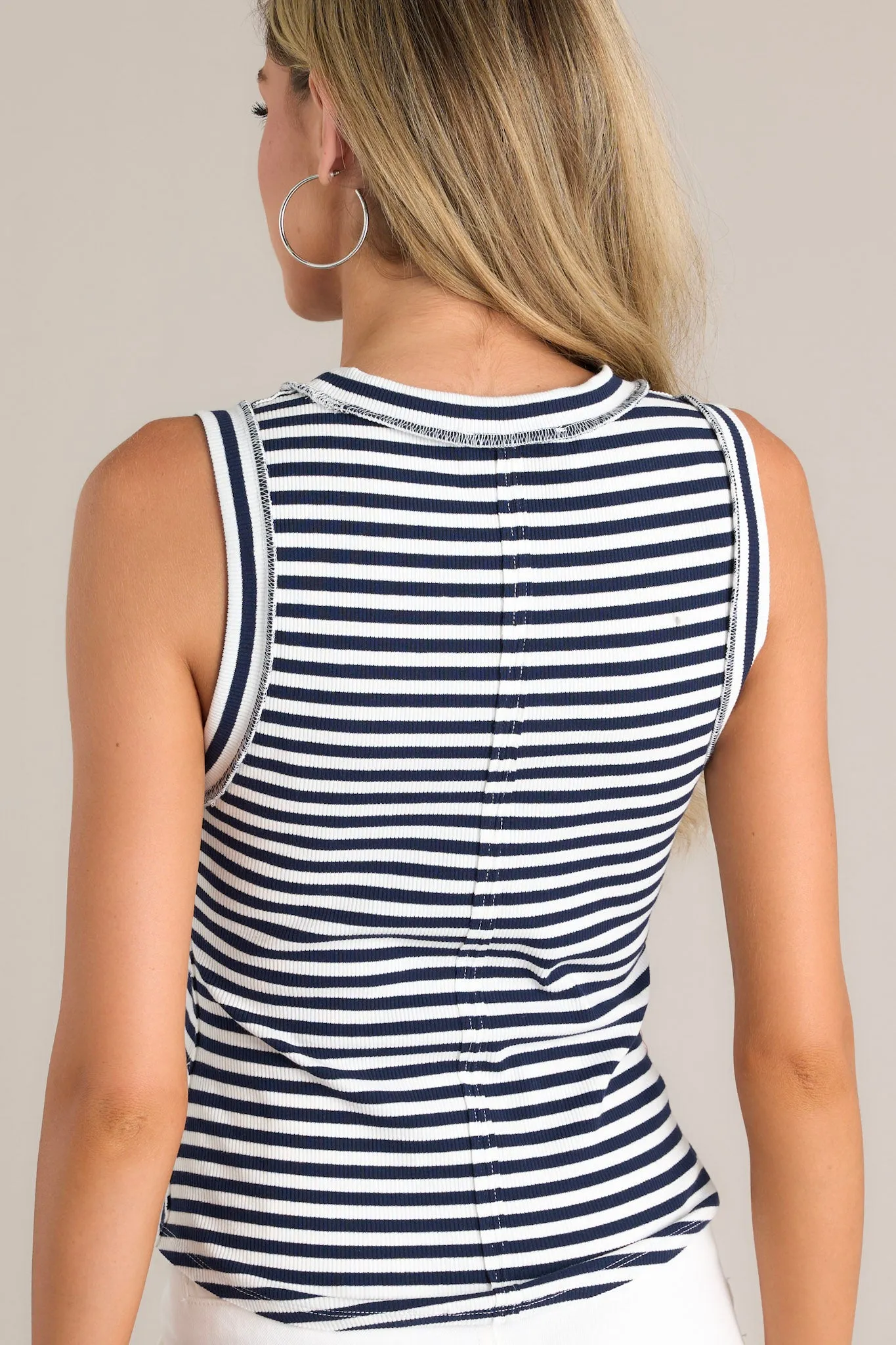 Unfiltered Joy Navy & White Stripe Tank