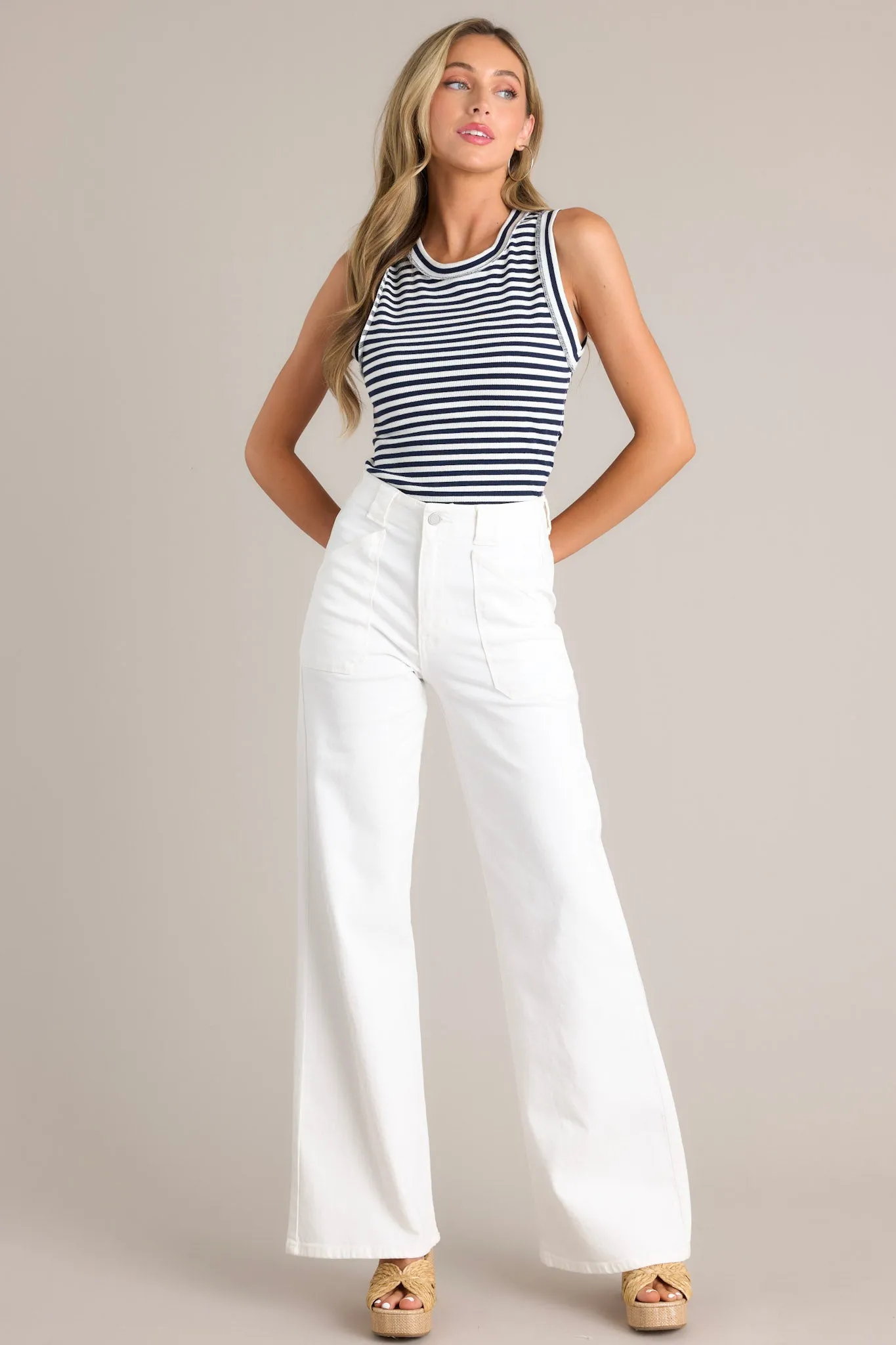 Unfiltered Joy Navy & White Stripe Tank