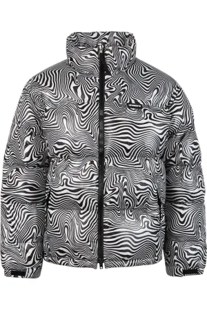 VETEMENTS | Zebra Print Logo Puffer Jacket - Black & - White