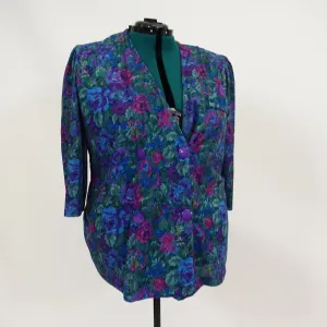 Vintage Floral Print Collarless Blazer
