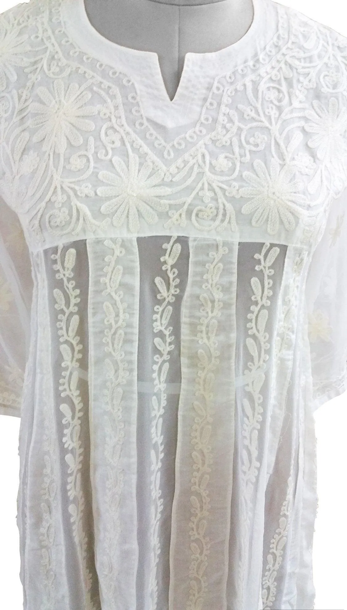 White Cotton & Georgette Stitched Kurta Dress Size 36, 38, 42 ACC26