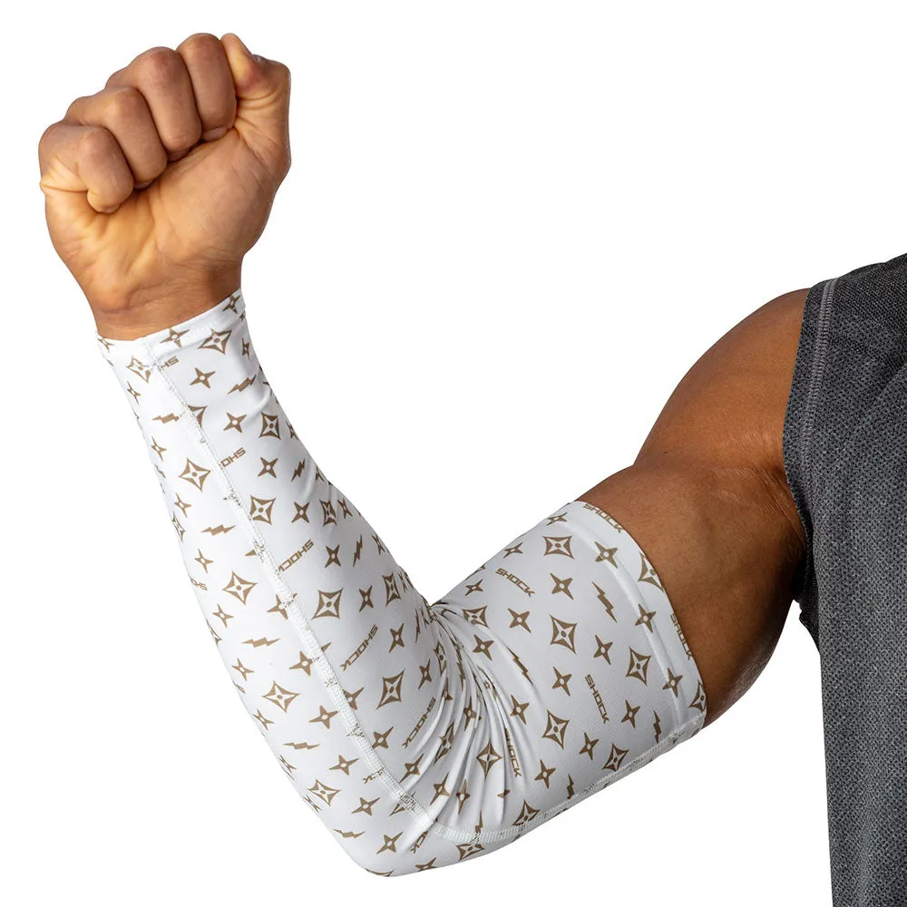 White/Gold Lux Showtime Compression Arm Sleeve