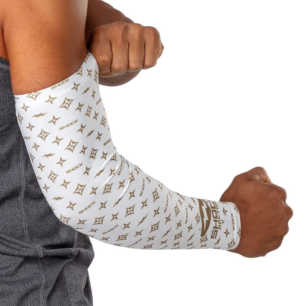 White/Gold Lux Showtime Compression Arm Sleeve