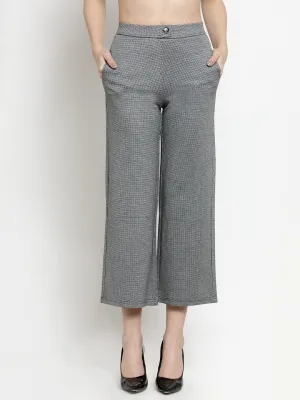 Women Self Design Brown Flared Trousers