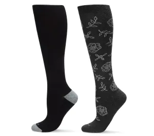 Women's 2 Pair Pack Cotton Blend 15-20 mmHg Graduated Compression Socks