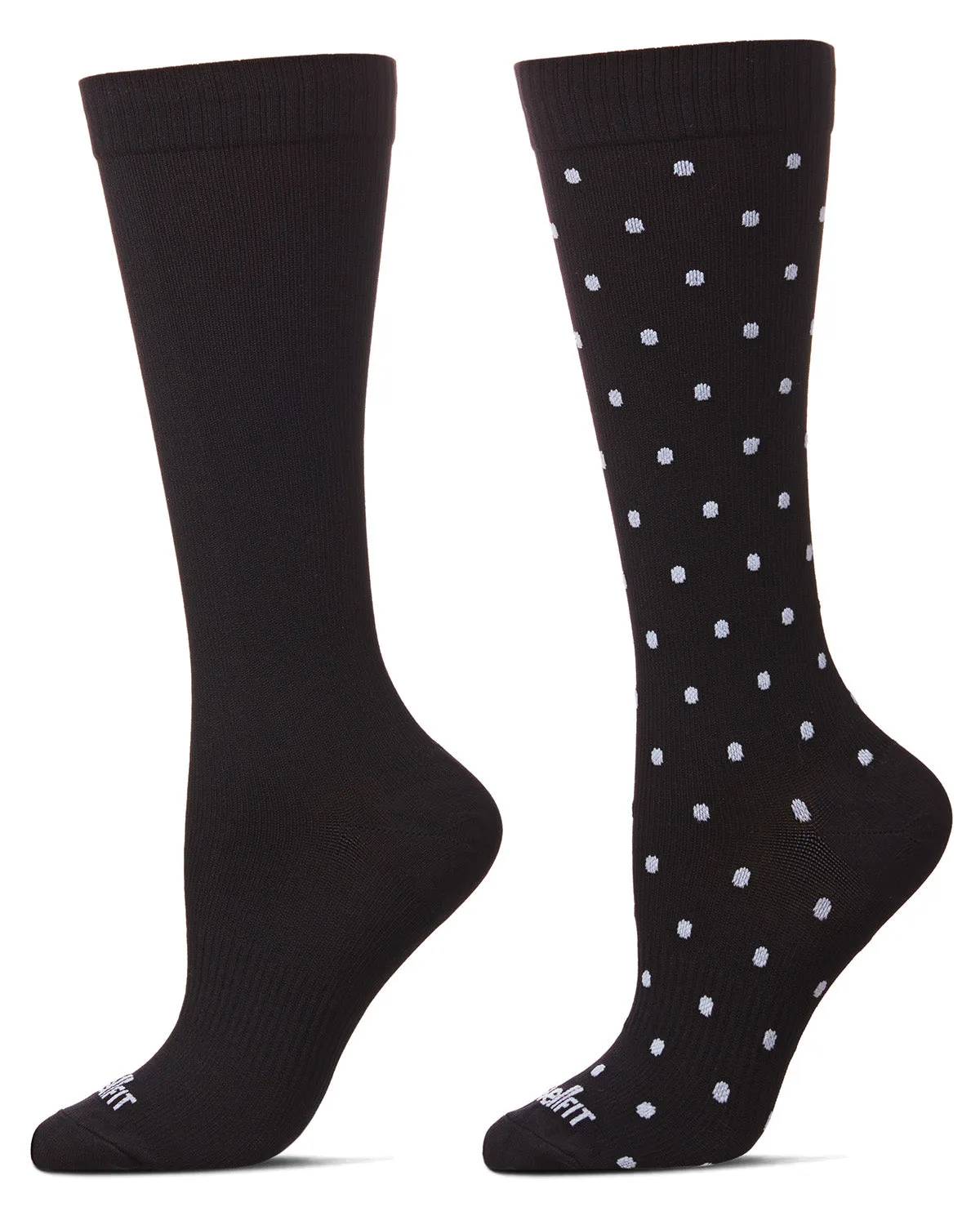 Women's 2 Pair Pack Polka Dots/ Solid Compression Socks