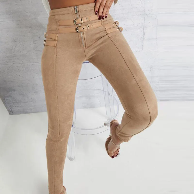 Women's Autumn Casual Polyester High-Waist Pants