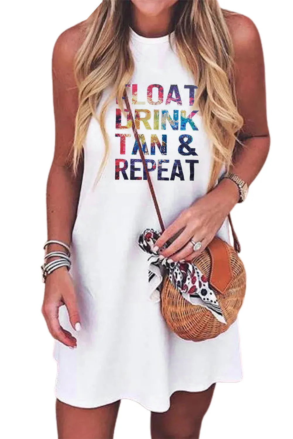 Womens Casual Bodycon Sleeveless Short Dress Float Tank Mini Dress