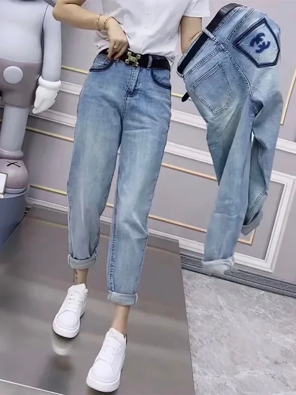Women's Jeans Spring Fall 2024 New Harem Pants Fat Mm High Waist Slim Stretch Women's Pants Trend Y2k