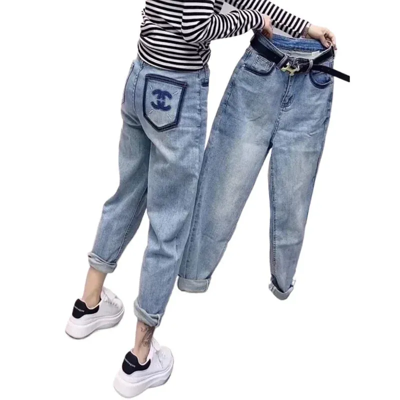 Women's Jeans Spring Fall 2024 New Harem Pants Fat Mm High Waist Slim Stretch Women's Pants Trend Y2k