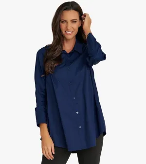 Women's Long Sleeve A-Line Button Front Prime Time Tunic NAVY