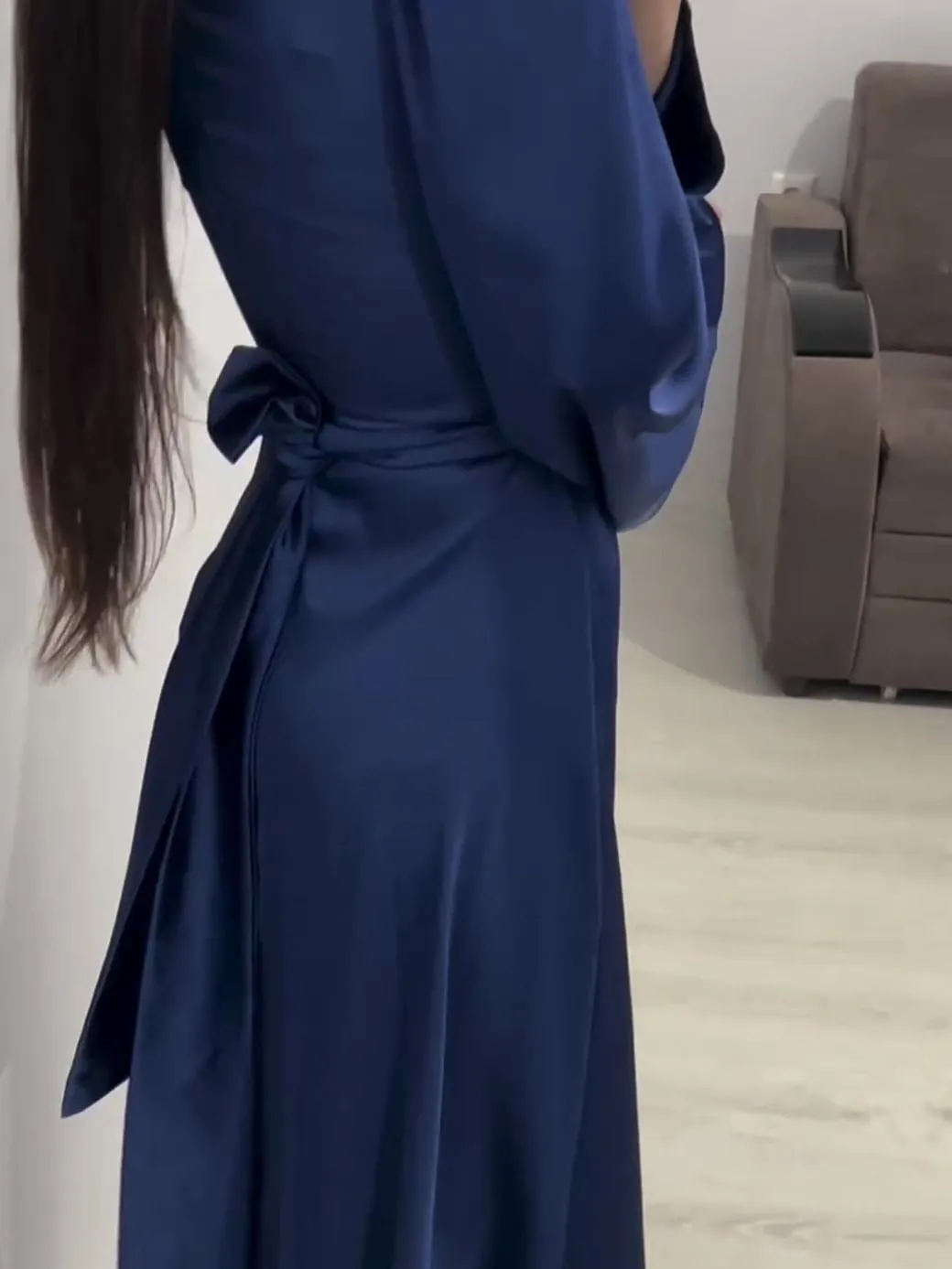 Women's Long Sleeve Solid Color Modest Fashion Dress 524402 - M