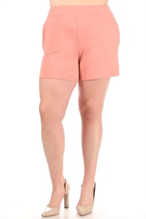 Women's Plus Size Casual Elastic High Waist Basic Short Pants