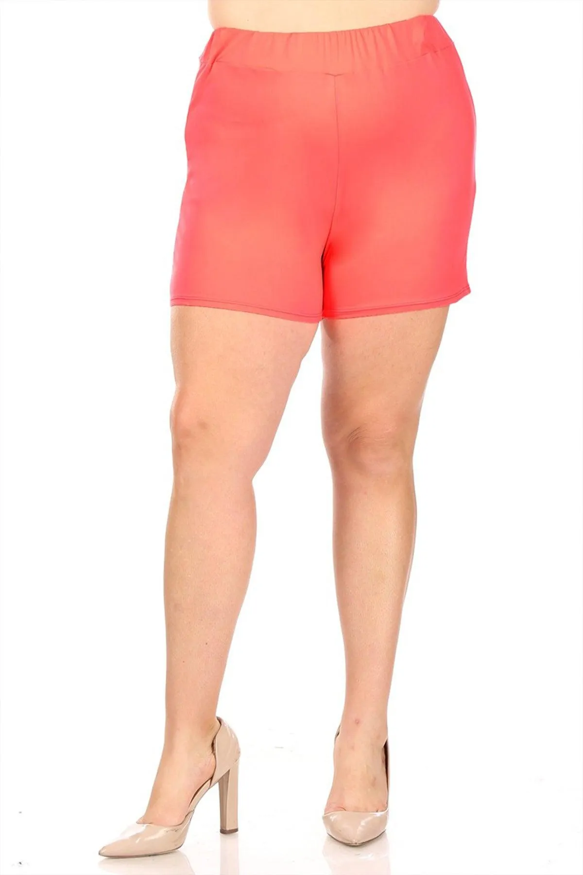 Women's Plus Size Casual Elastic High Waist Basic Short Pants