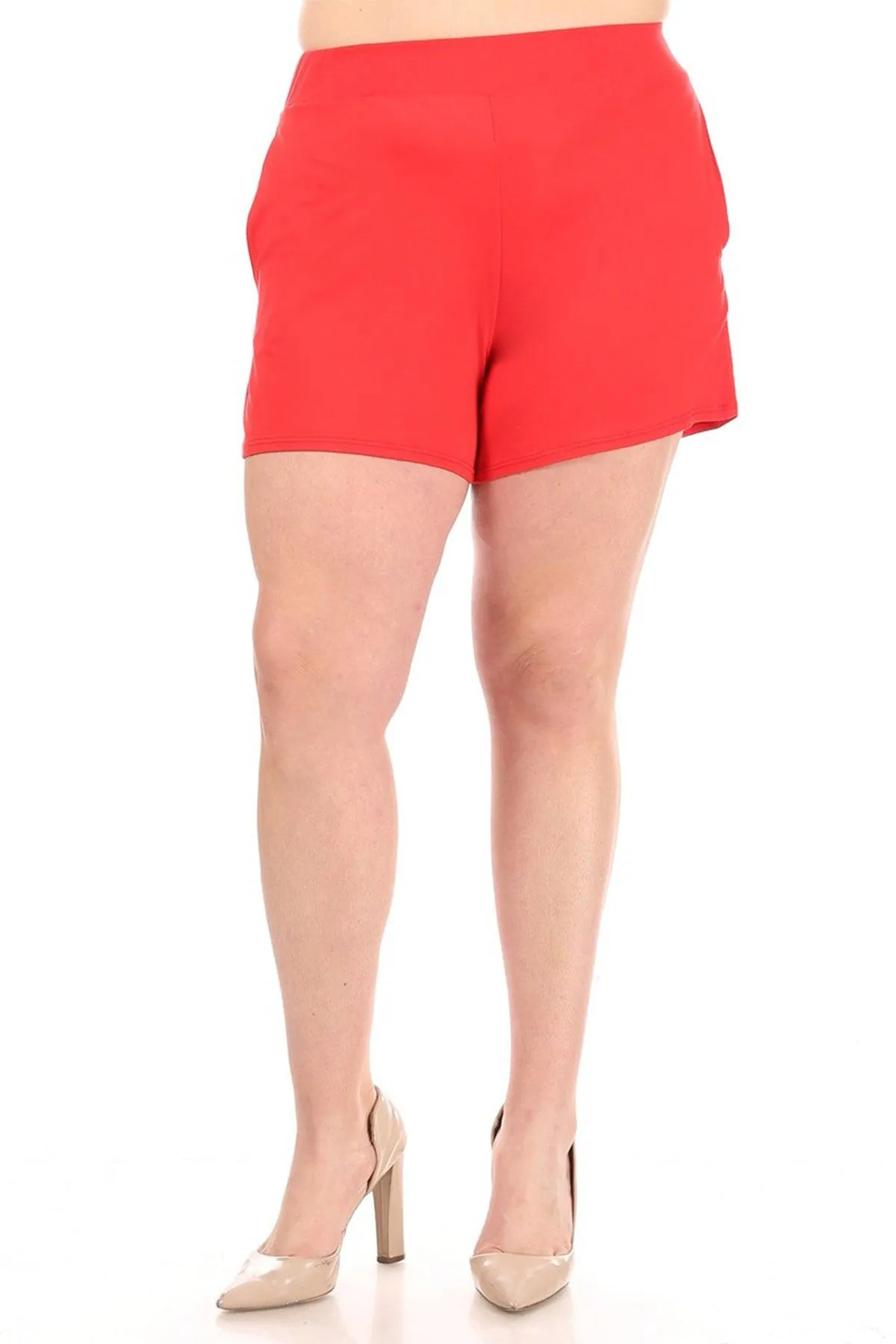 Women's Plus Size Casual Elastic High Waist Basic Short Pants
