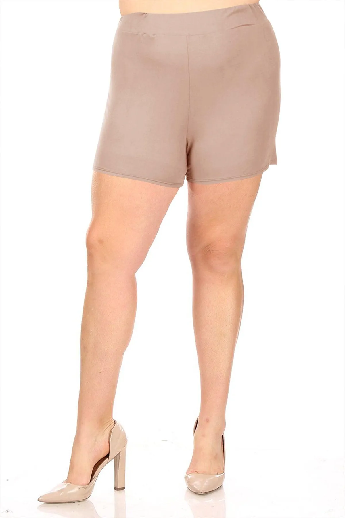Women's Plus Size Casual Elastic High Waist Basic Short Pants