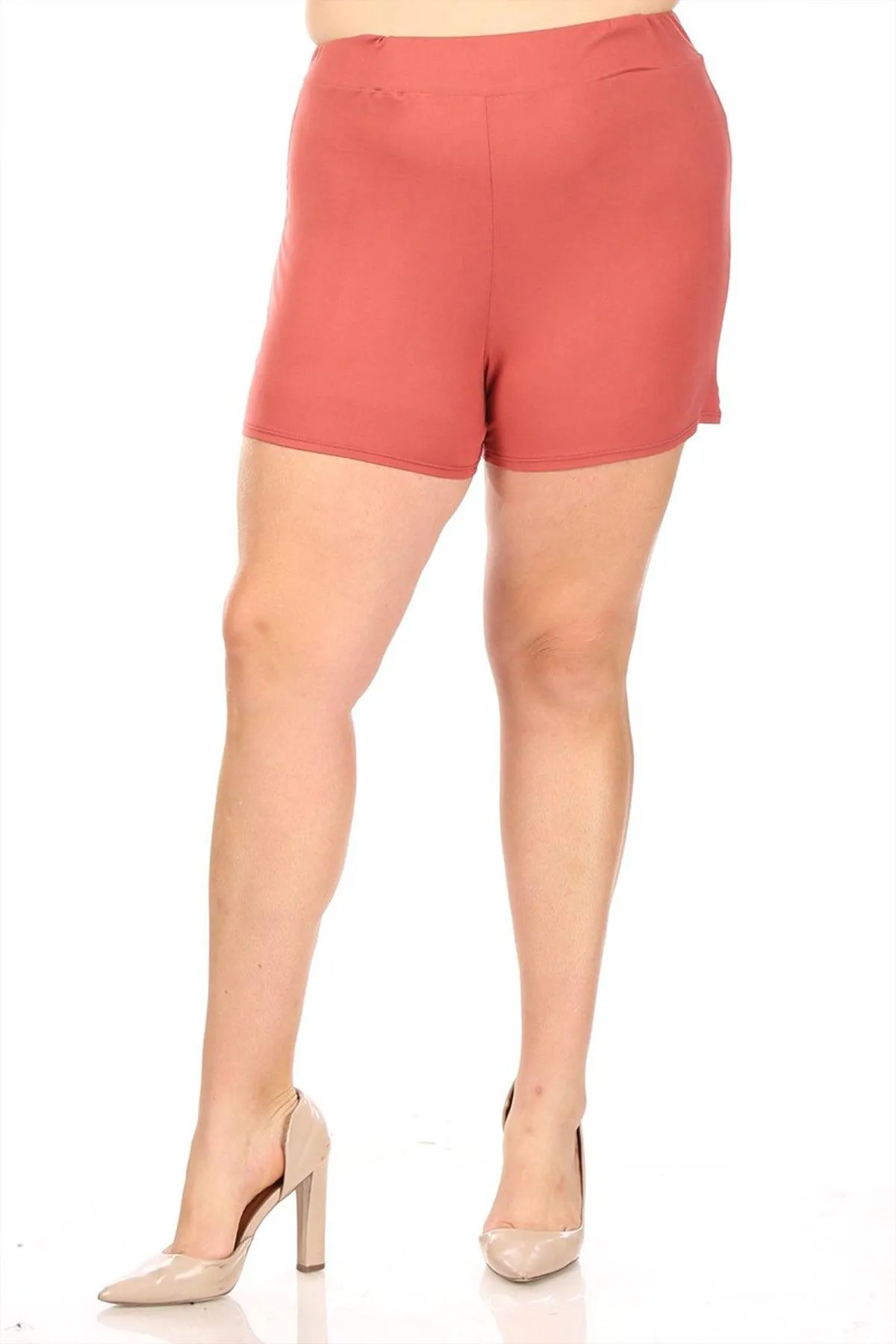 Women's Plus Size Casual Elastic High Waist Basic Short Pants